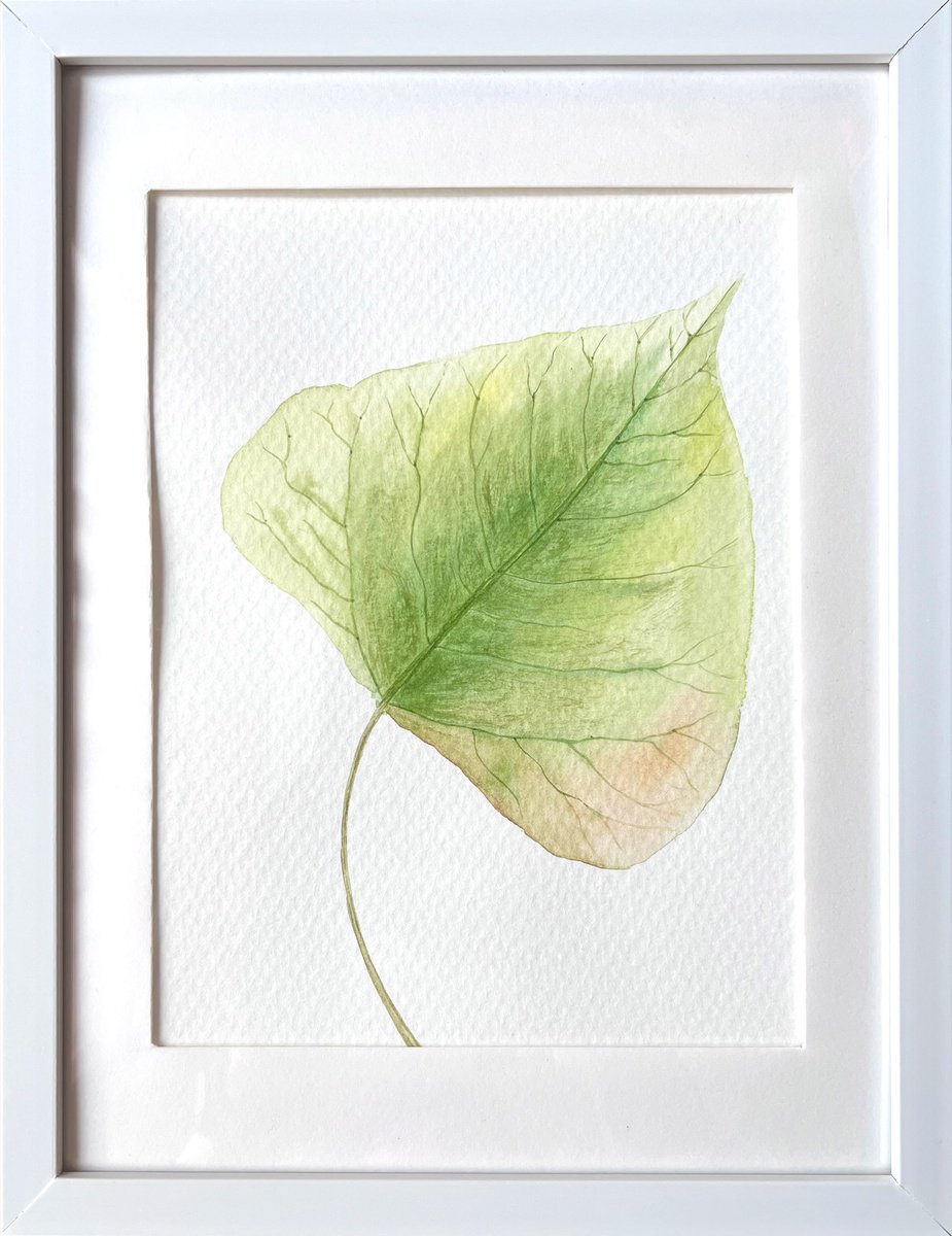 Graphic Botanical Watercolour By Tetiana Kovalova, 8 X 10", Autumn Leaf Sketch #5, Original Artwork
