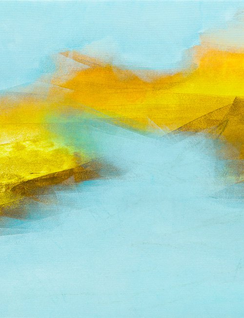 Serenity Ice and fire Abstract Bleu yellow Wall art by Fabienne Monestier