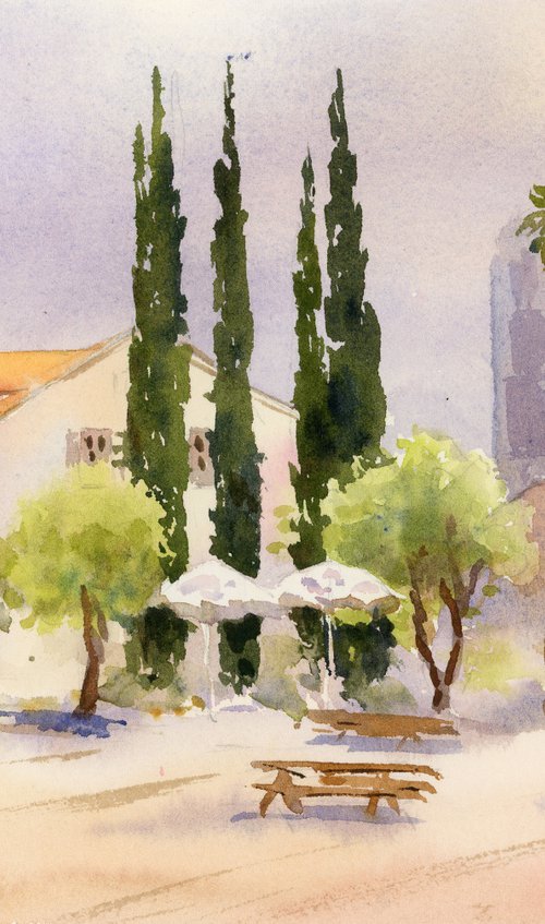 Cypresses in Sarona. Tel Aviv. by Yulia Krasnov