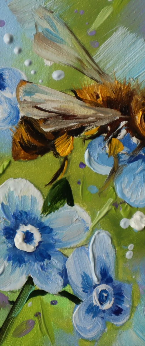 Bee and Blue Flowers by Natalia Shaykina