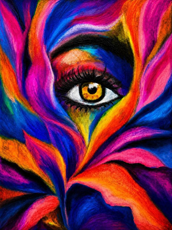 Oracle in Bloom — Oil Pastel floral eye