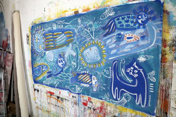 HAPPY SEA (in a cat´s dream) 100x205cm