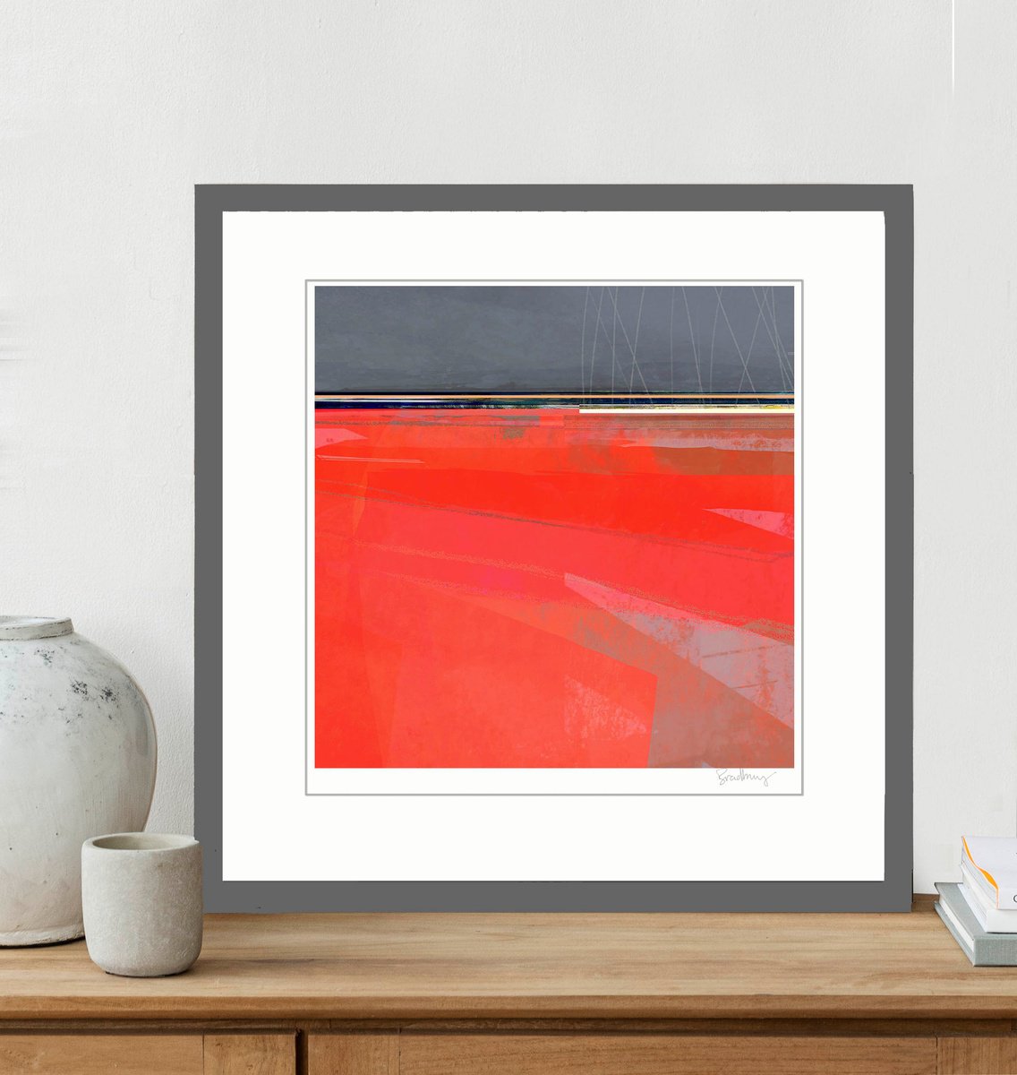Expressive Abstract Giclee Print By Adrian Bradbury, 17 X 17, Horizon 18, Original Artwork