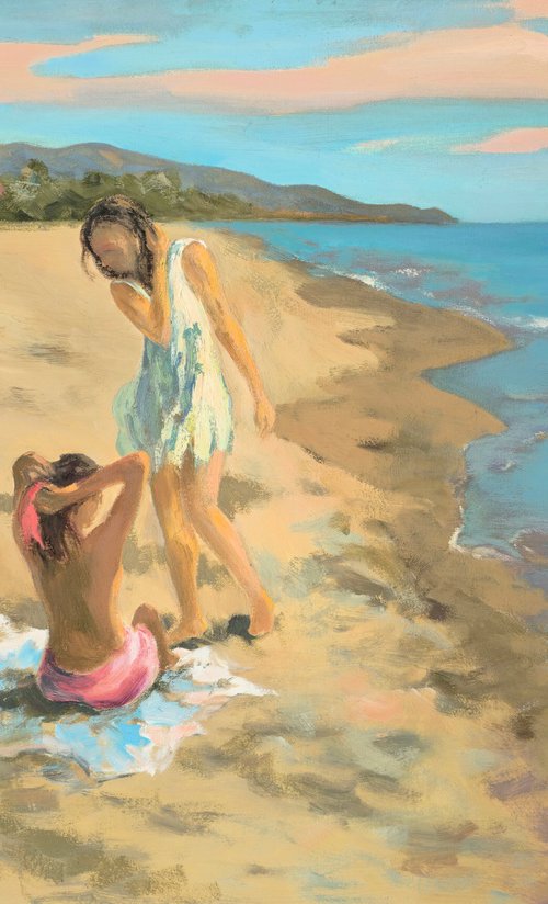 On the beach Painting by Hrachya Hakobyan
