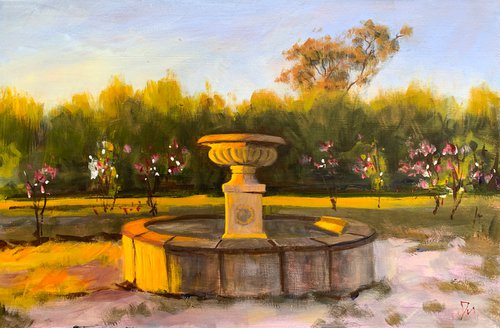 Fountain in morning light by Shelly Du