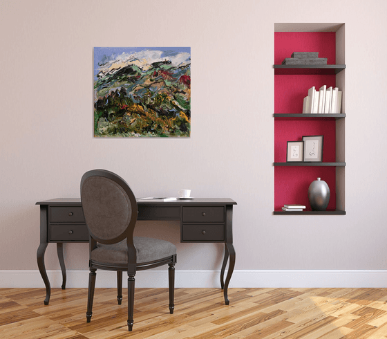 MOUNTAIN LANDSCAPE - landscape art, mountainscape, mountain, expressive  68x73