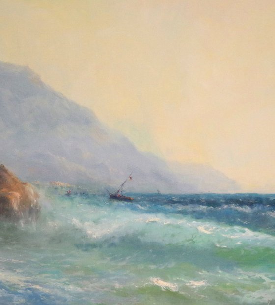 Seascape, Large size, Antique Style,  Original oil Painting, Handmade art, Museum Quality, Signed, One of a Kind