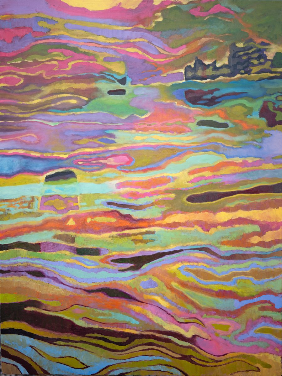 Abstract Oil Painting By Ron Cooper, 36 X 48", Light Feed, Original Artwork