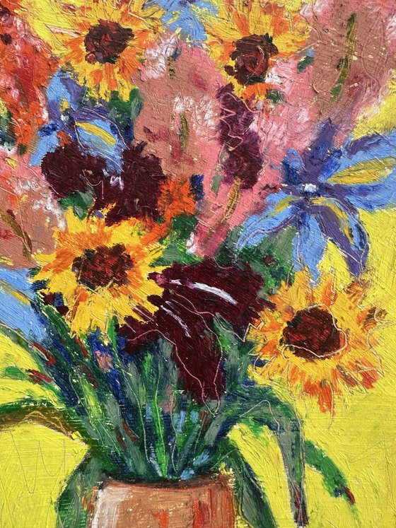 Bouquet on a Yellow Background