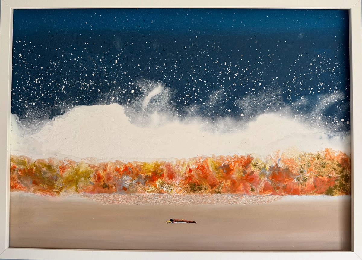 Surrealistic Landscape Painting By Stefano Pallara, 28 X 20", Inner Governament N.11, Original Artwork