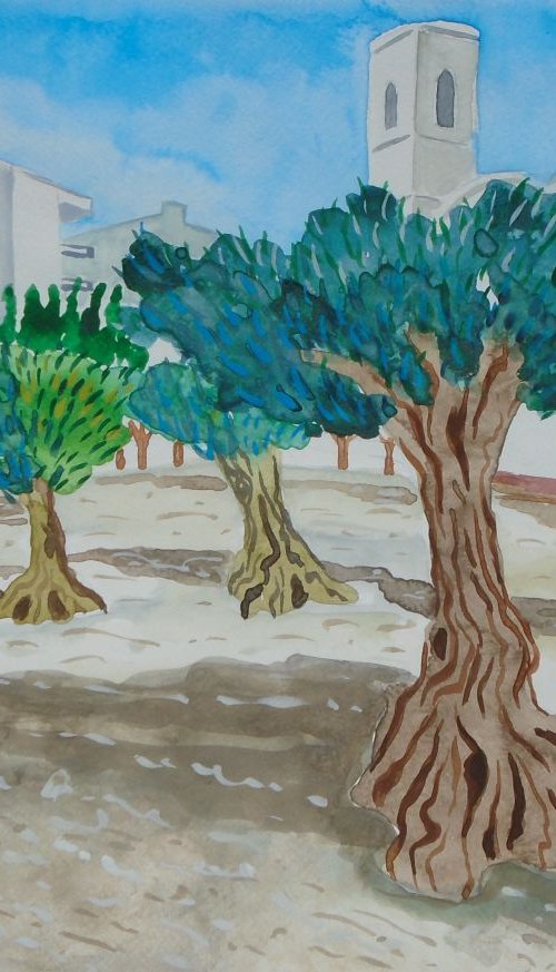 Olive trees in Altea town by Kirsty Wain