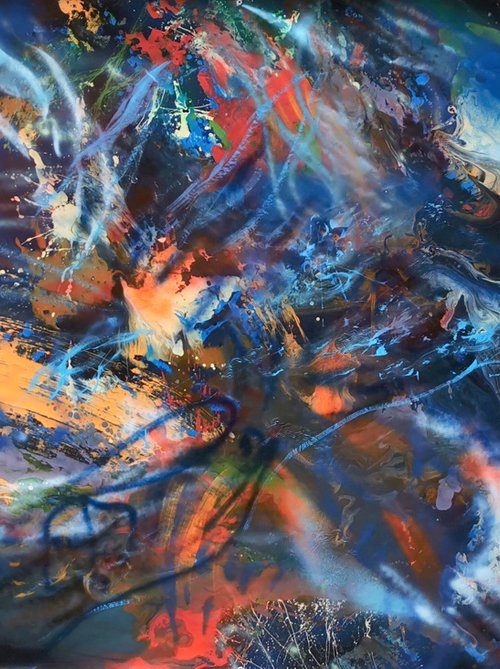 Gigantic xxl superbe colors abstraction fluid painting action art drippinig 450 cm ! by master Kloska by Kloska Ovidiu