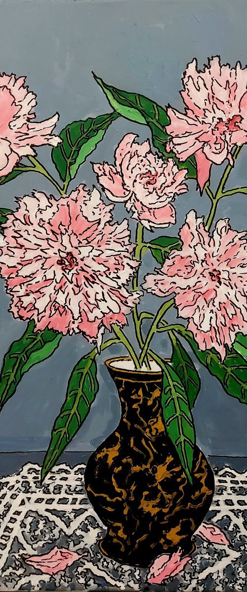 vase of peony roses by Colin Ross Jack