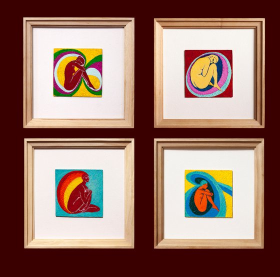 Polyptych emotion, modular picture, abstract portrait