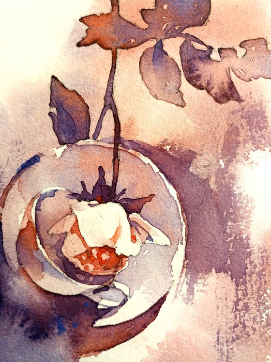 "Rose. Dance of light and shadow" original watercolor artwork