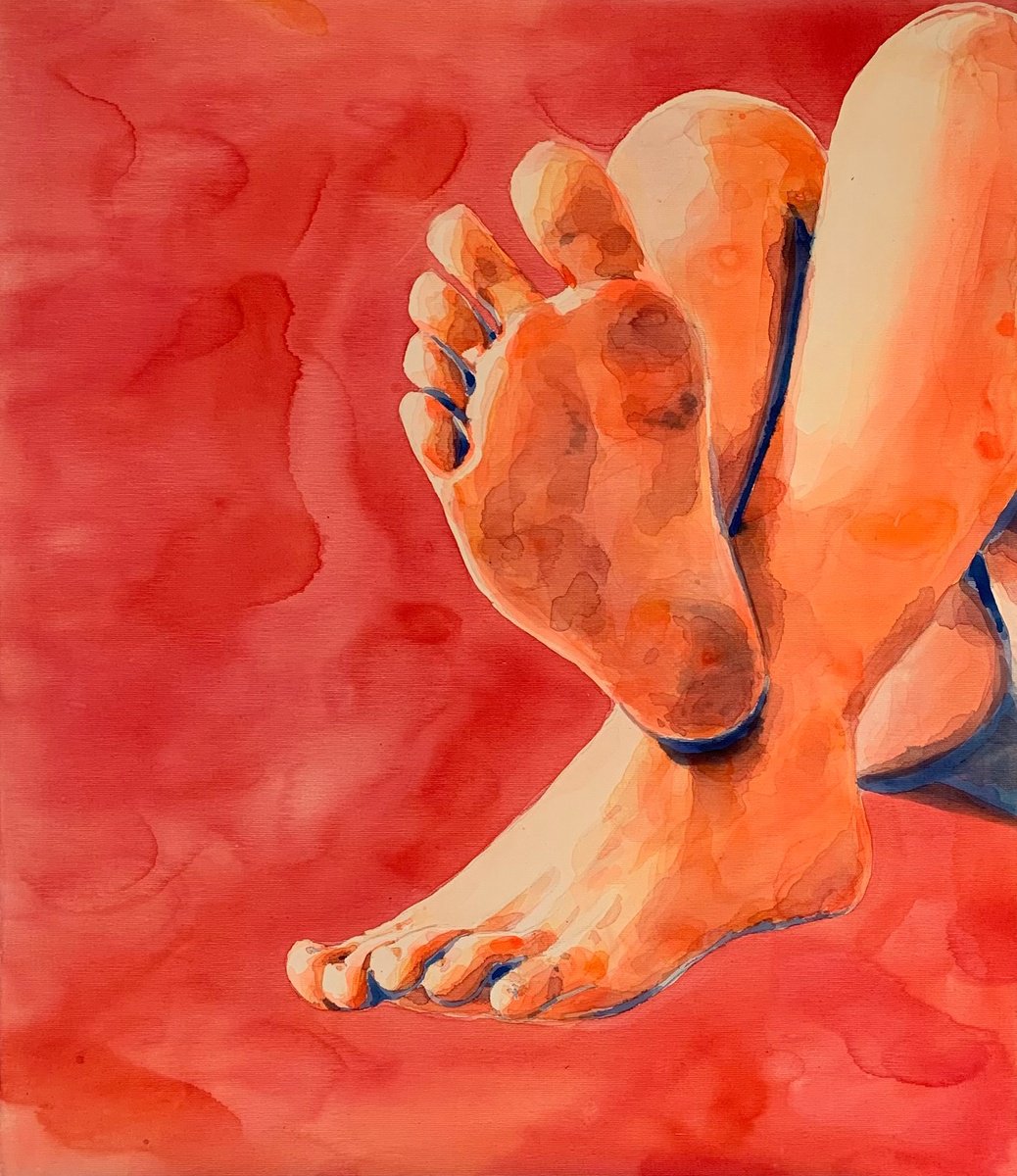 Expressive Portrait Acrylic Painting By Alina Lobanova, 24 X 28, Path Of Trust, Original Artwork