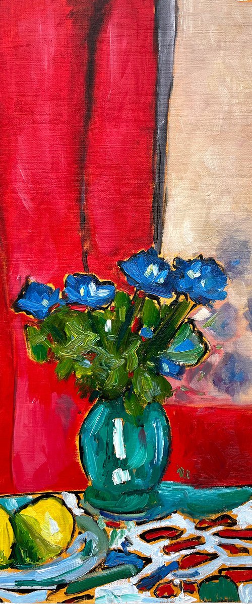 Cornflowers and lemons by Maiia Axton