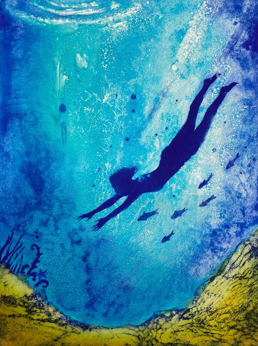 Landscape Etchings & Engravings By Theresa Pateman, 12 X 16", Into The Deep, Original Artwork