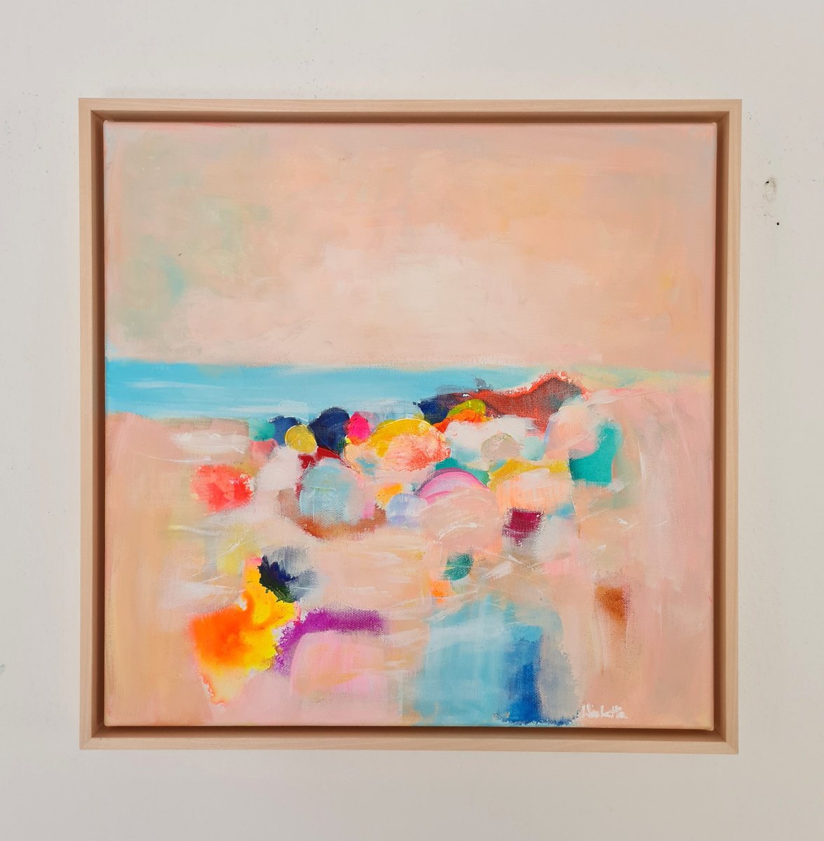 Organic Landscape Acrylic Painting By Wioletta Gancarz, 17 X 17", Rainbow Sands, Original Artwork