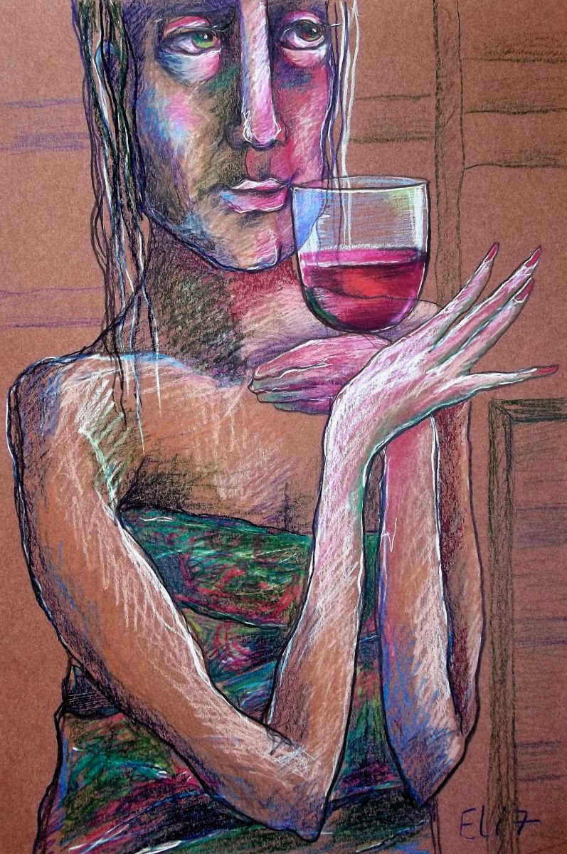 Expressive Pencil Drawing , Eyes Shall Be Red With Wine (Genesis, 49:12) By Elisheva Nesis, 12 X 18, Artwork For Sale On Artfinder