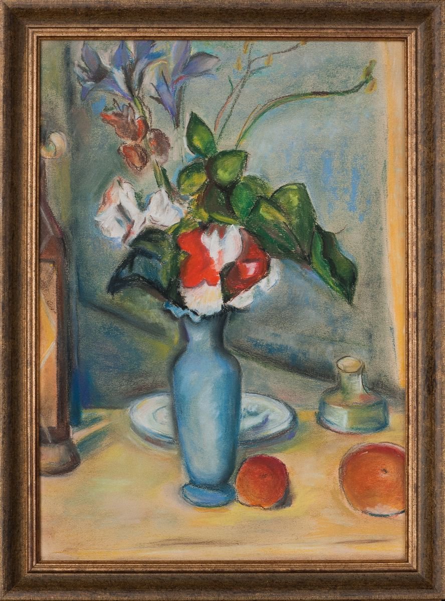 Still life with blue vase. Copy after Cezanne. by Alexandra Batyaeva