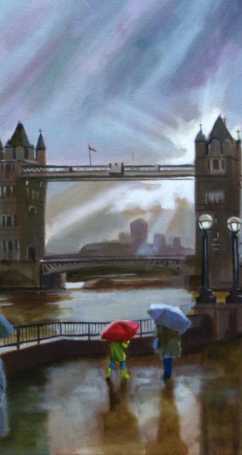 Tower Bridge London rain painting