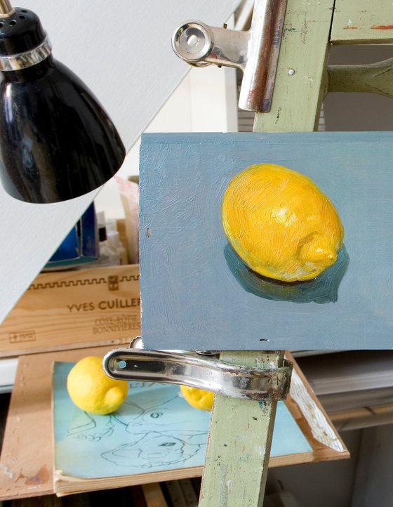 yellow lemon on a wood board for food lovers