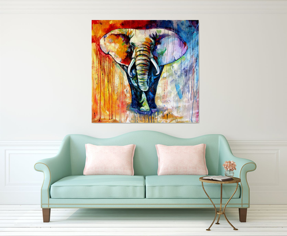 Majestic colorful elephant