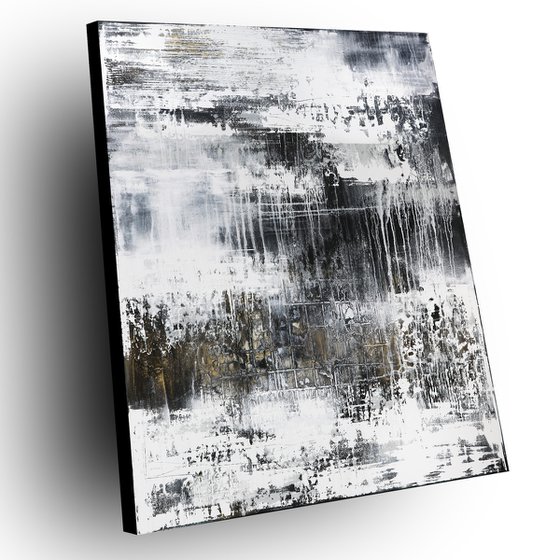 NO LIMITS - ABSTRACT ACRYLIC PAINTING TEXTURED * BLACK * WHITE * EXTRA LARGE FORMAT