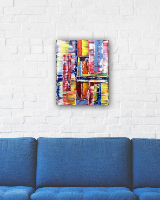 "Shutters" - SPECIAL PRICE - Original Highly Textured PMS Abstract Oil Painting On Canvas - 16" x 20"