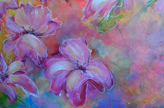 Misty Flowers - Extra Large  Abstract floral art