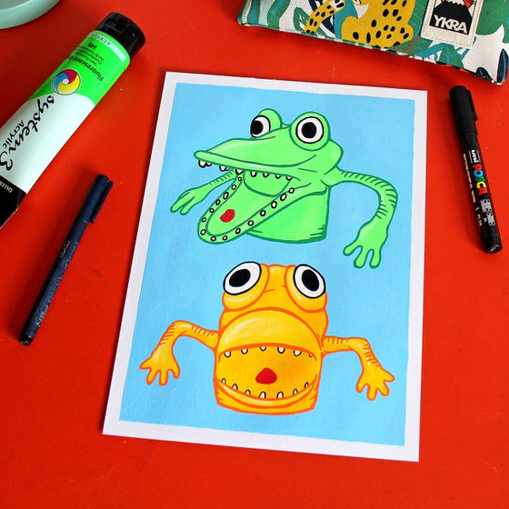 Finger Puppet Monster Painting