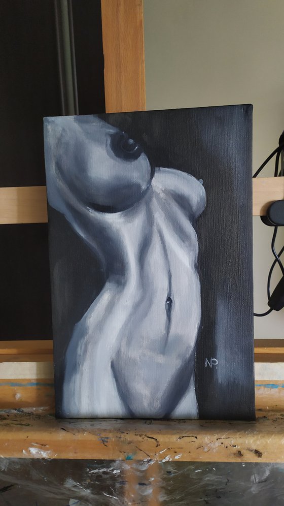 Lounge time, original nude erotic oil painting, Gift, art for home