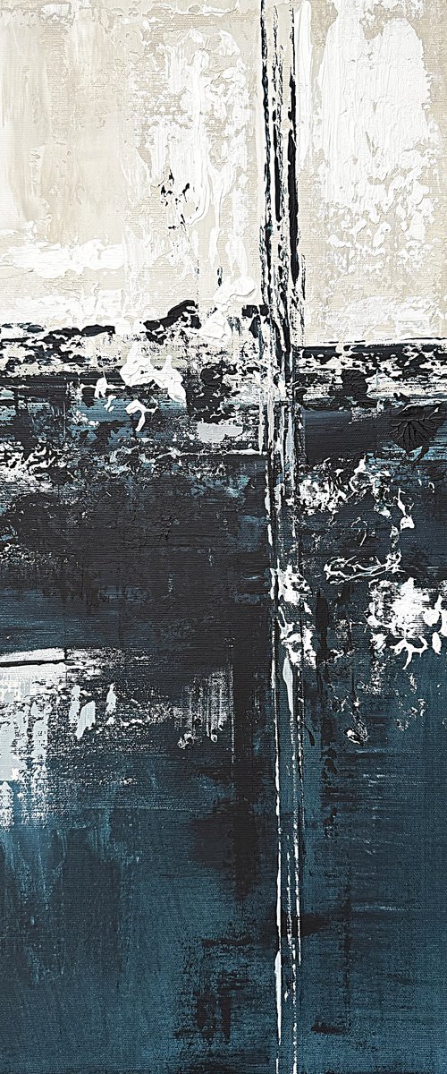 Deep Lineage, grey blue indigo by Tatiana Malinovscaia