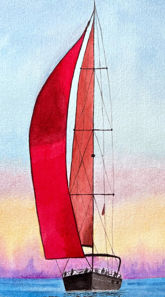 Scarlet sailboat