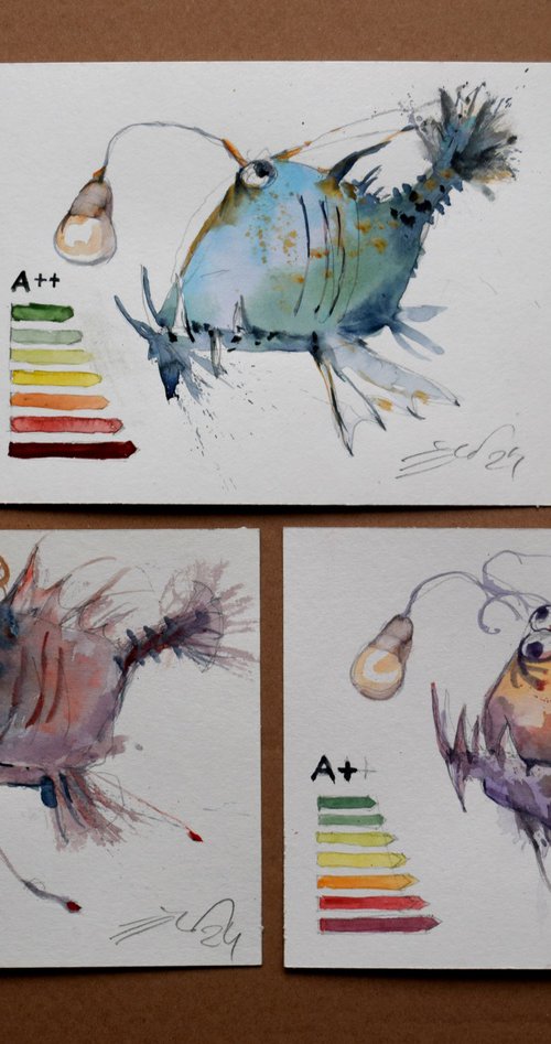 Fishes ( A+) 3 pieces by Goran Žigolić Watercolors