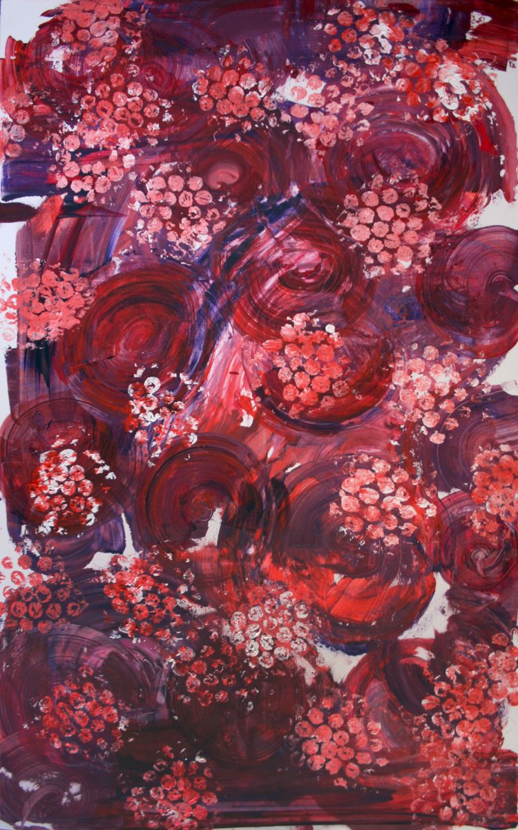 Expressive Abstract Acrylic Painting By Salana Art / Svetlana Samovarova, 39 X 63", Spring Vibes, Original Artwork