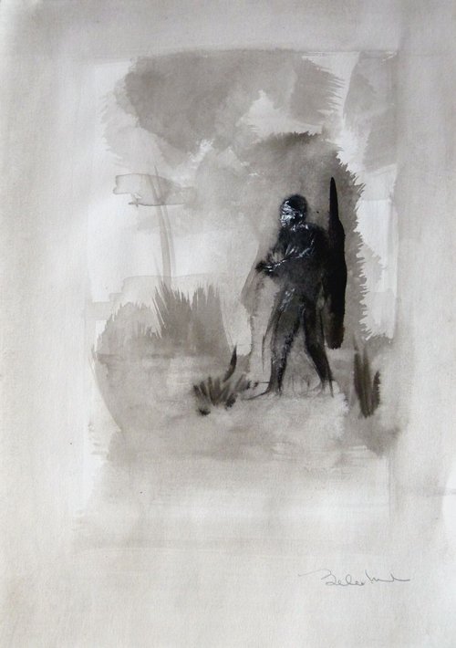 The Hill Walker, 29x41 cm by Frederic Belaubre