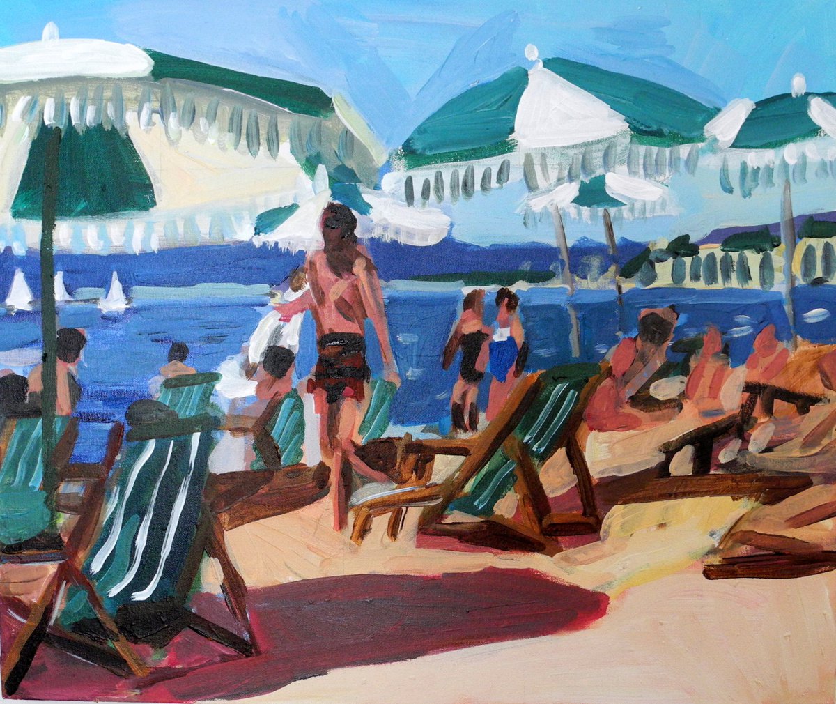 Beach Scene - Cannes by Stephen Abela