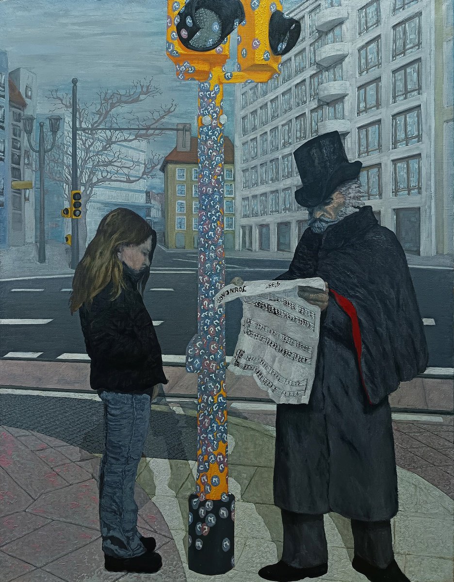 Urban And Pop Oil Painting , Otium In Via By Antonio Mele, 43 X 55, Artwork For Sale On Artfinder
