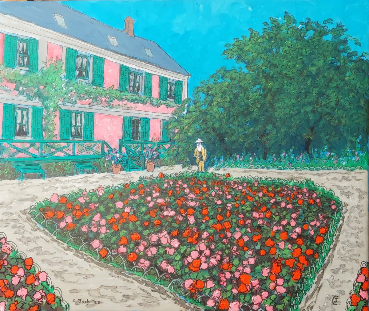 Botanical Acrylic Painting By Colin Ross Jack, 24 X 20, Giverny #1, Original Artwork