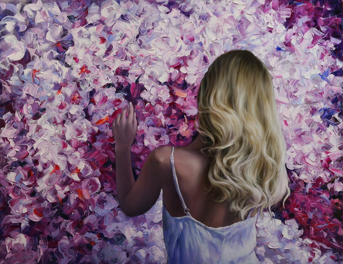 Impressionistic Portrait Oil Painting By Gennady Vylusk, 35 X 28, Scent Of Spring, Original Artwork