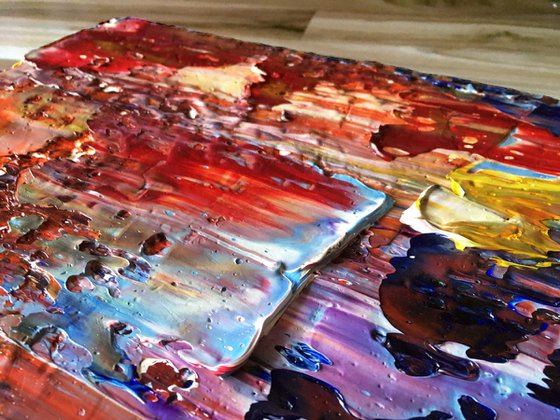 "Deep In Thought" - FREE WORLDWIDE SHIPPING - Original Large PMS Abstract Triptych Oil Paintings On Canvas - 60" x 20"