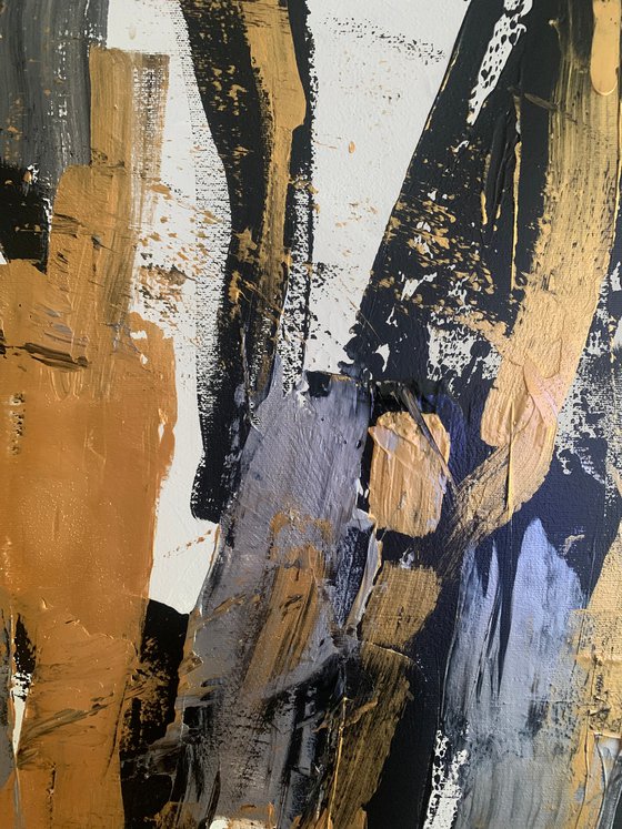 Large abstract gold and silver painting