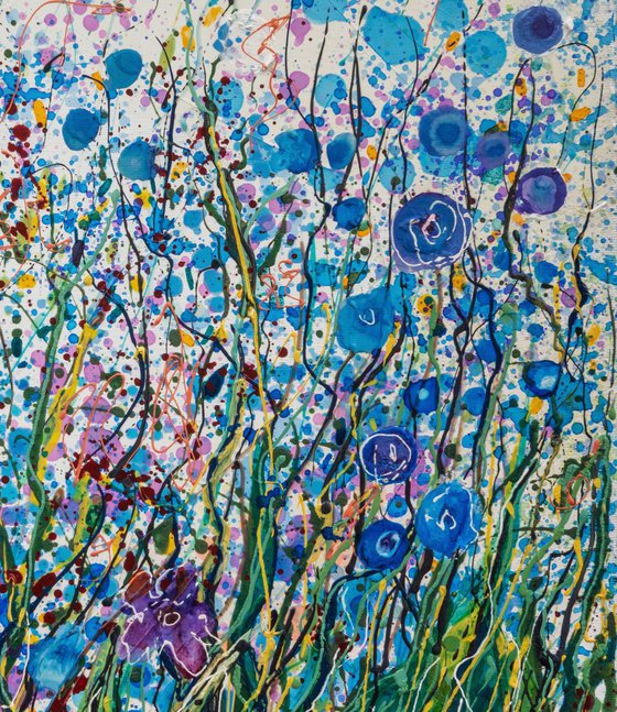 Mid Summer Meadow Flowers - Original Painting   by Olena Art
