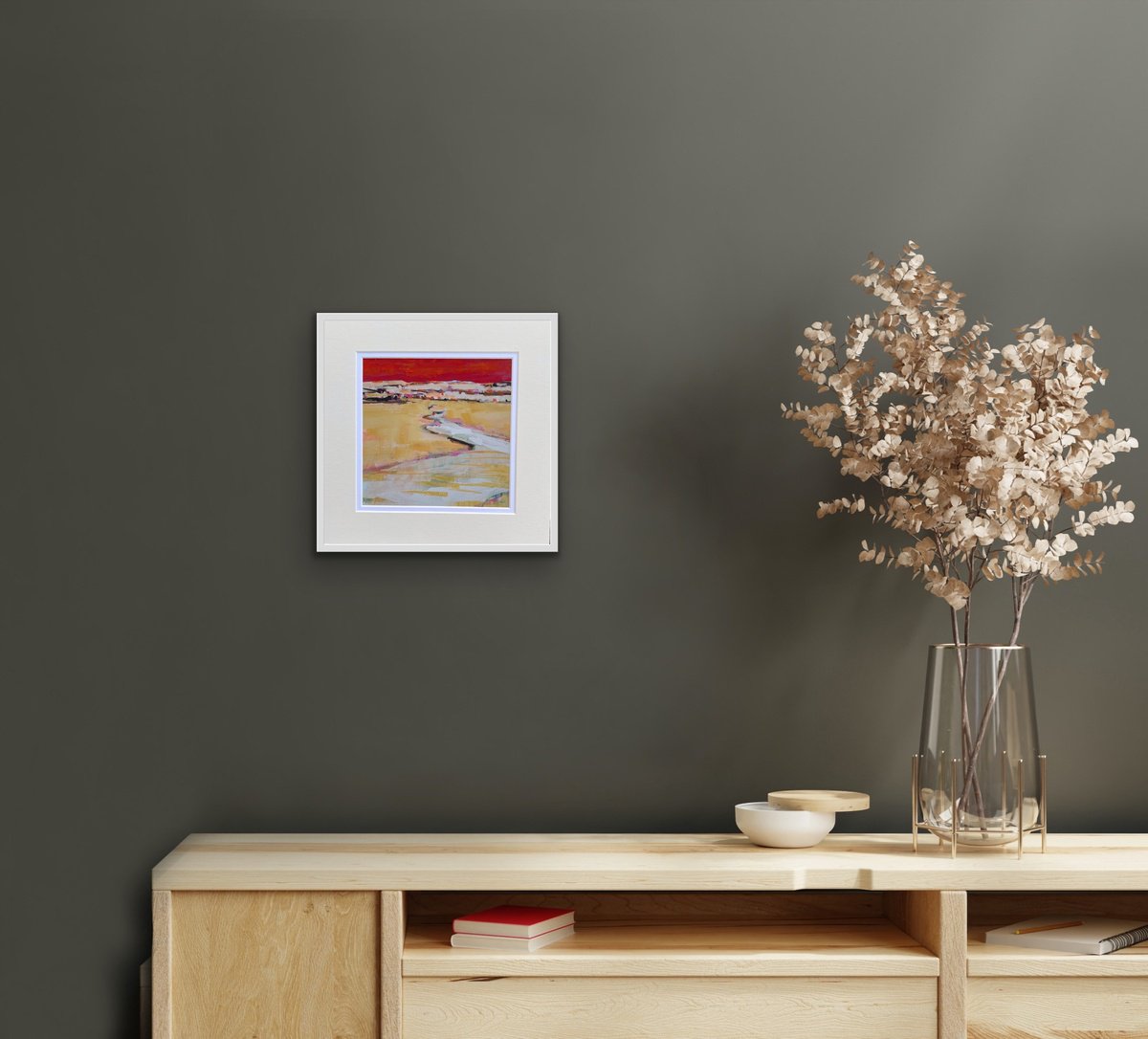 Abstract Landscape Acrylic Painting By Chrissie Havers, 12 X 12, Evening Glow, Original Artwork