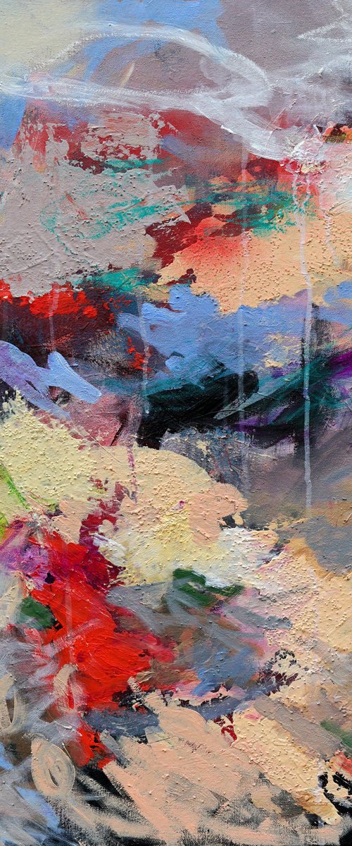 When the Last Leaves Fell 30x30" Fall Colors Abstract Expressionism on Large Canvas by Kerri McCabe