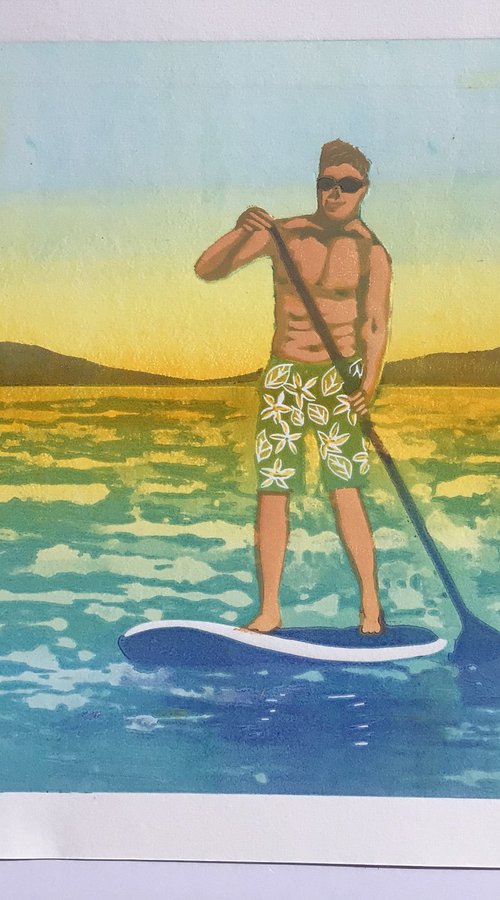 Paddleboarder in Jaunty Shorts by Drusilla  Cole