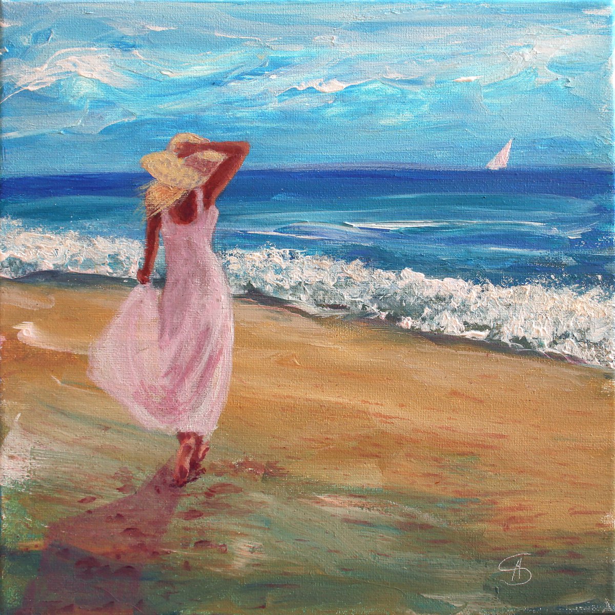  On The Beach By Salana Art / Svetlana Samovarova, 12 X 12, Artwork For Sale On Artfinder