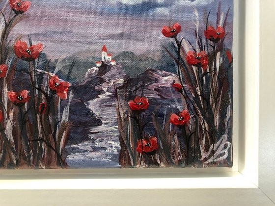 Red Poppies by a Full Moon